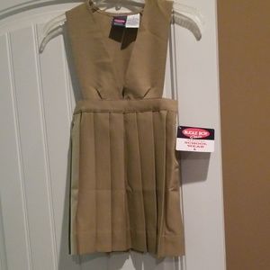 Girls Khaki Dress with Pleated Bottom